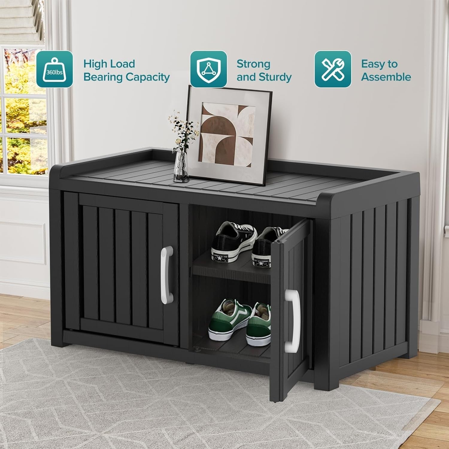 Waterproof Indoor/Outdoor Shoe Cabinet with Adjustable Shelves 81x44x46cm