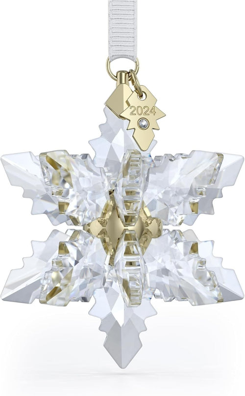 3D Crystal Snowflake Ornament 2024 Champagne Gold Hanging Festive Decor