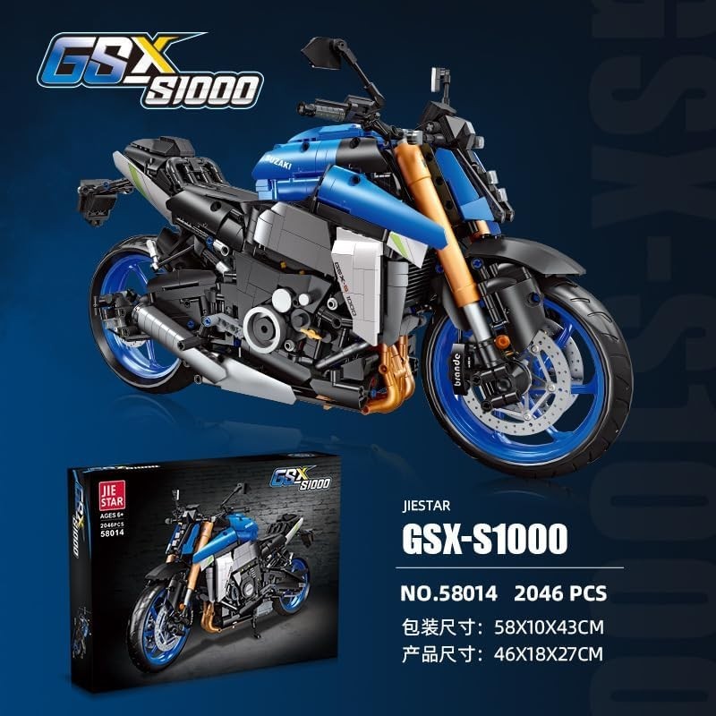 2046 PCS Technic Motorcycle Building Kit - Realistic Racing Superbike Model