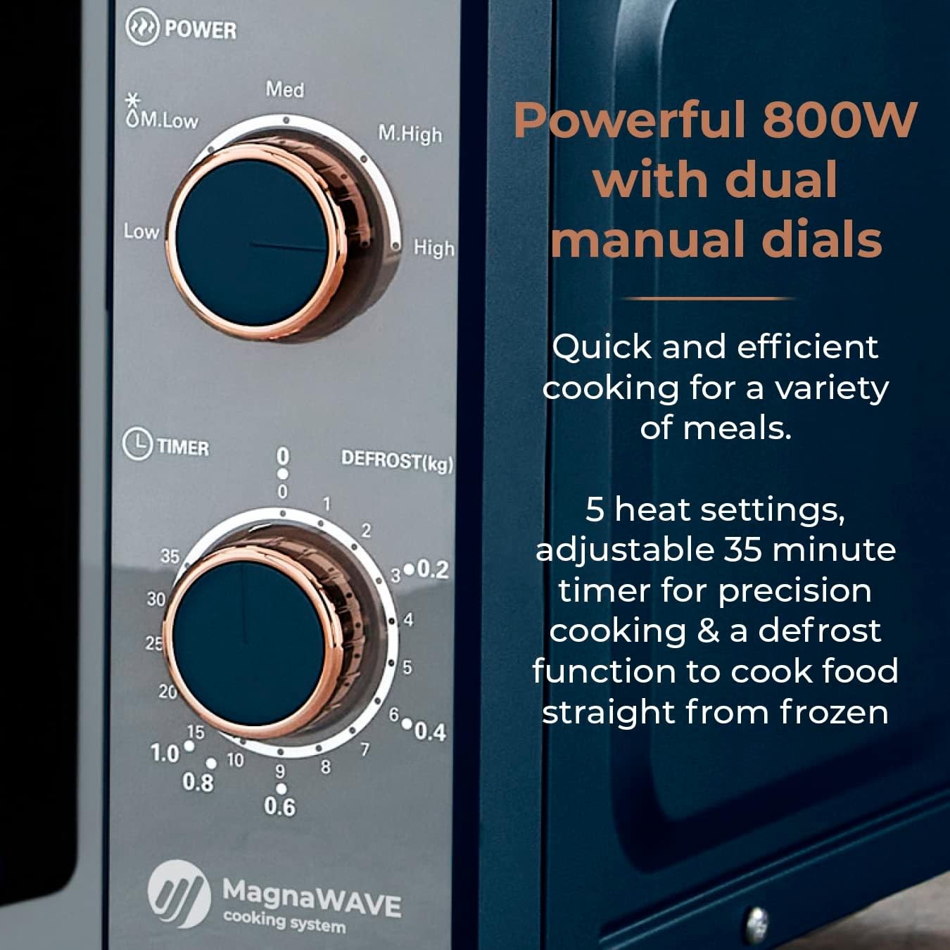 20L Microwave 800W Manual 5 Power Levels 35 Min Timer