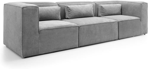 4 Seater Modular Sofa Light Grey Cord Chenille | Modern, Compact, Comfy