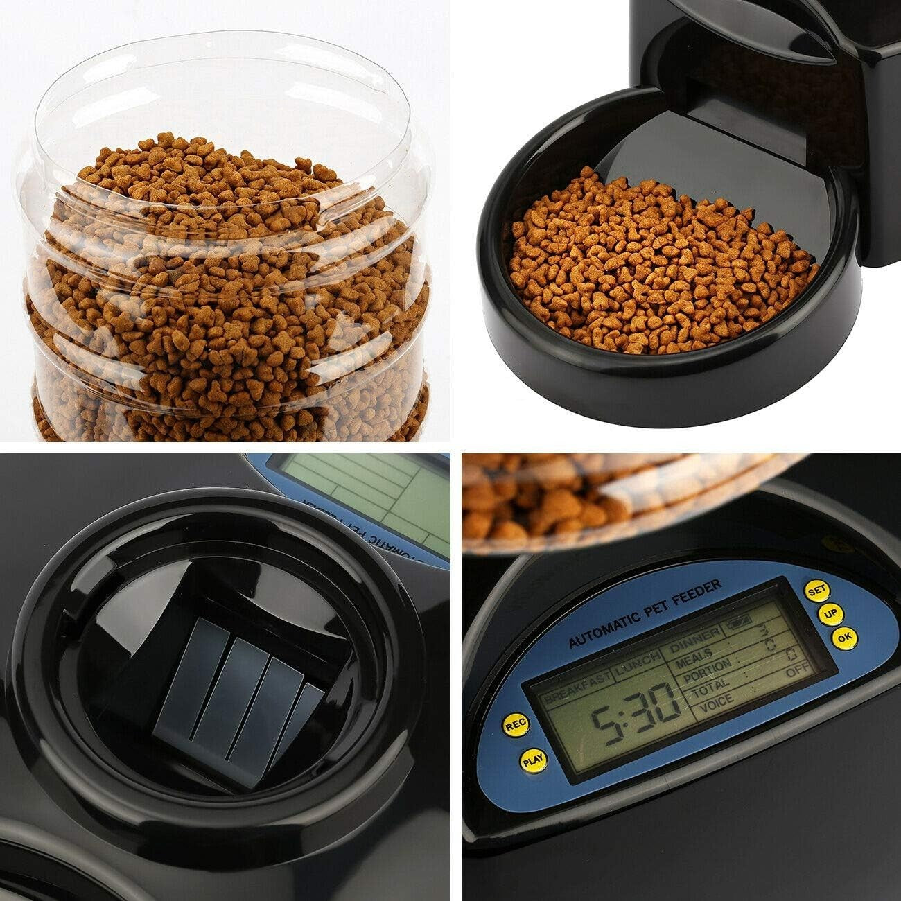 5.5L Automatic Pet Feeder Timer Food Dispenser Voice Record 3 Meals