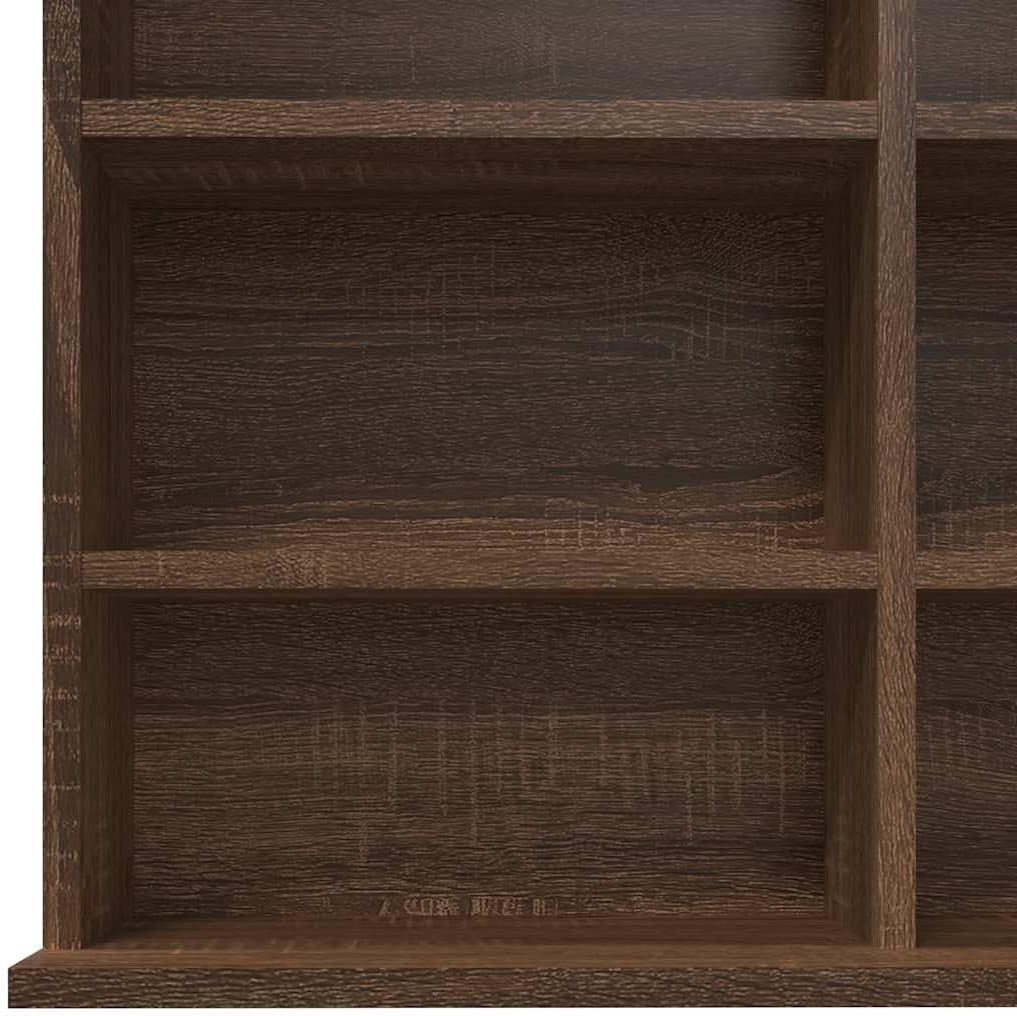 Large CD DVD Storage Cabinet Media Shelf Organizer Brown Oak 177.5cm