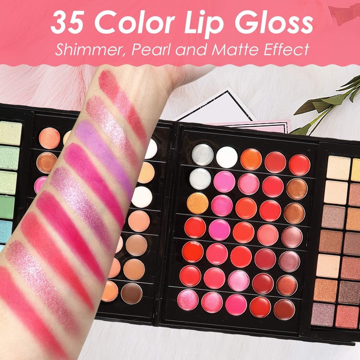 177 Colour Makeup Palette Kit With Mirror Lip Gloss & Concealer