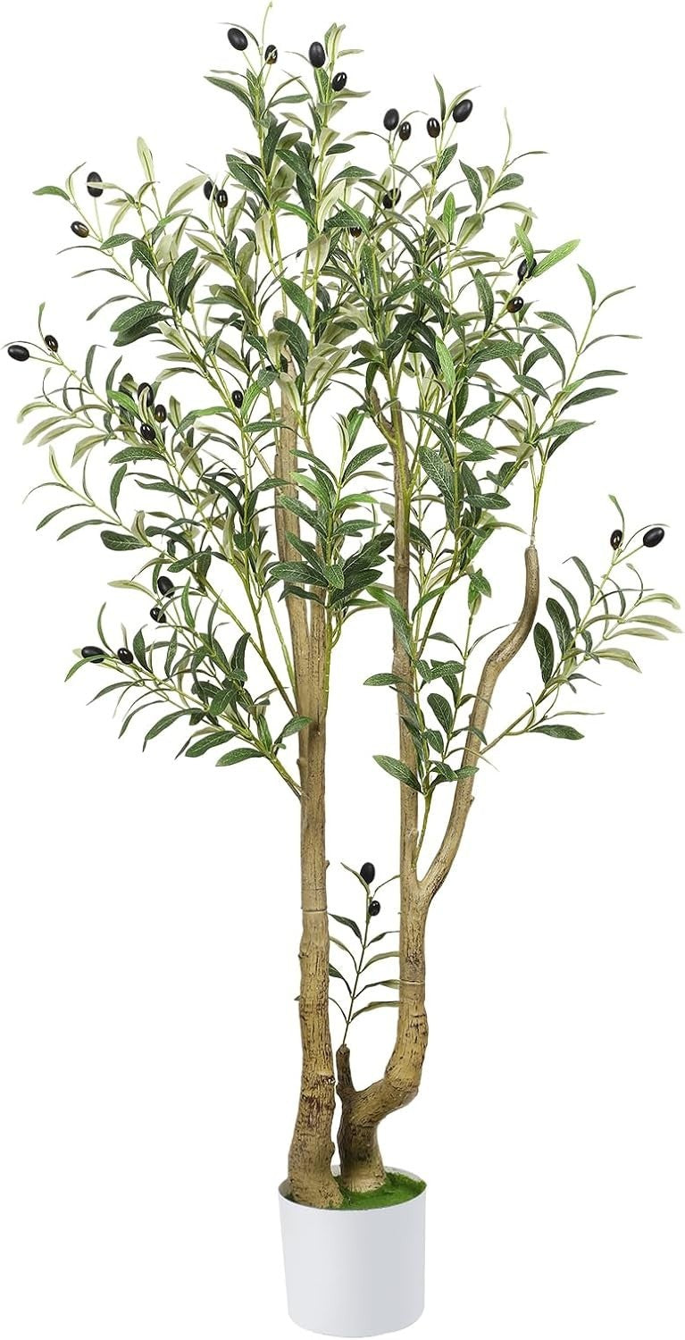 4.5ft Artificial Olive Tree Tall Faux Plant With Curved Trunk Indoor Home Decor