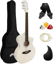 3/4 Acoustic Guitar Starter Kit Steel Strings White with Bag
