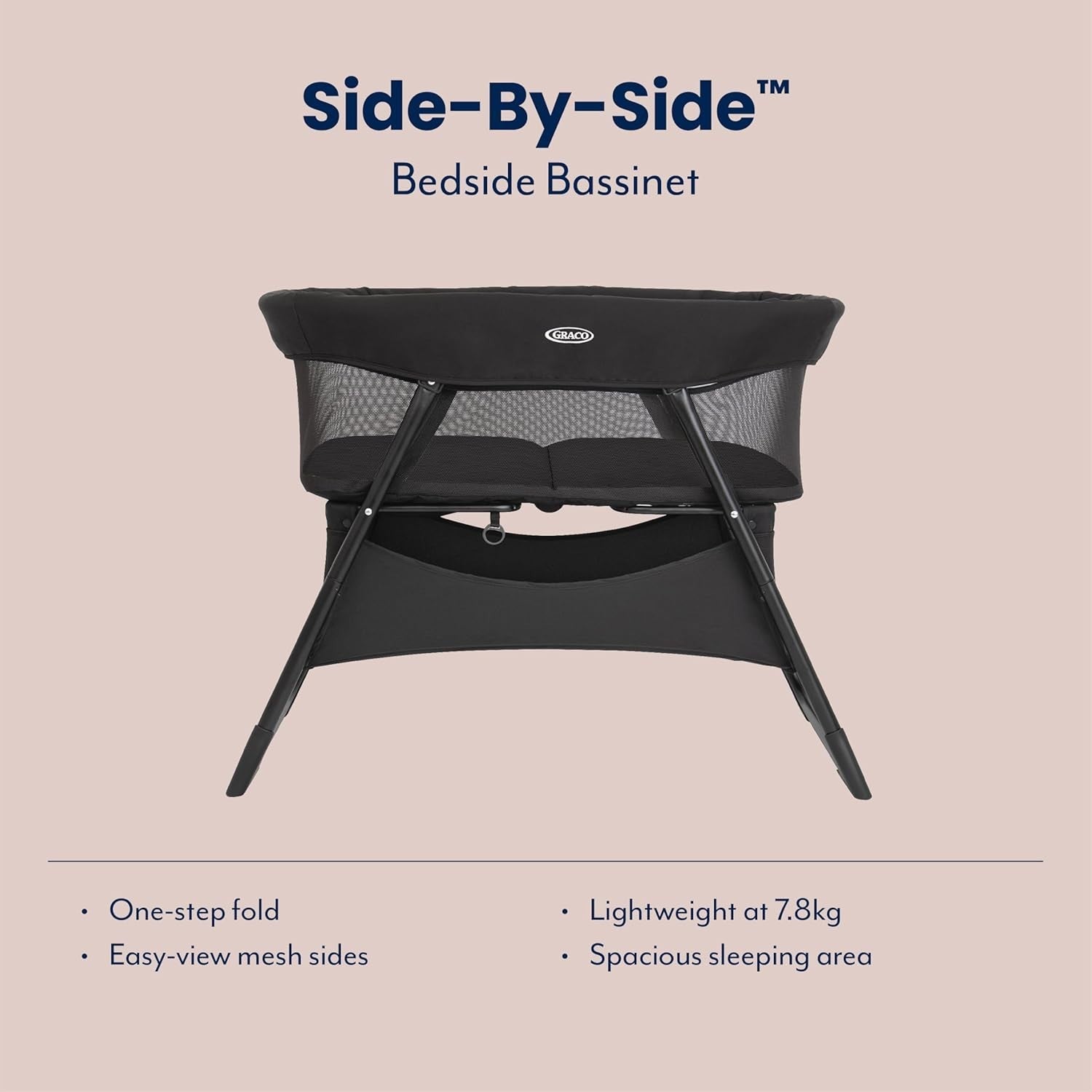 Portable Bedside Baby Bassinet Crib Travel Cot Folding Lightweight with Storage
