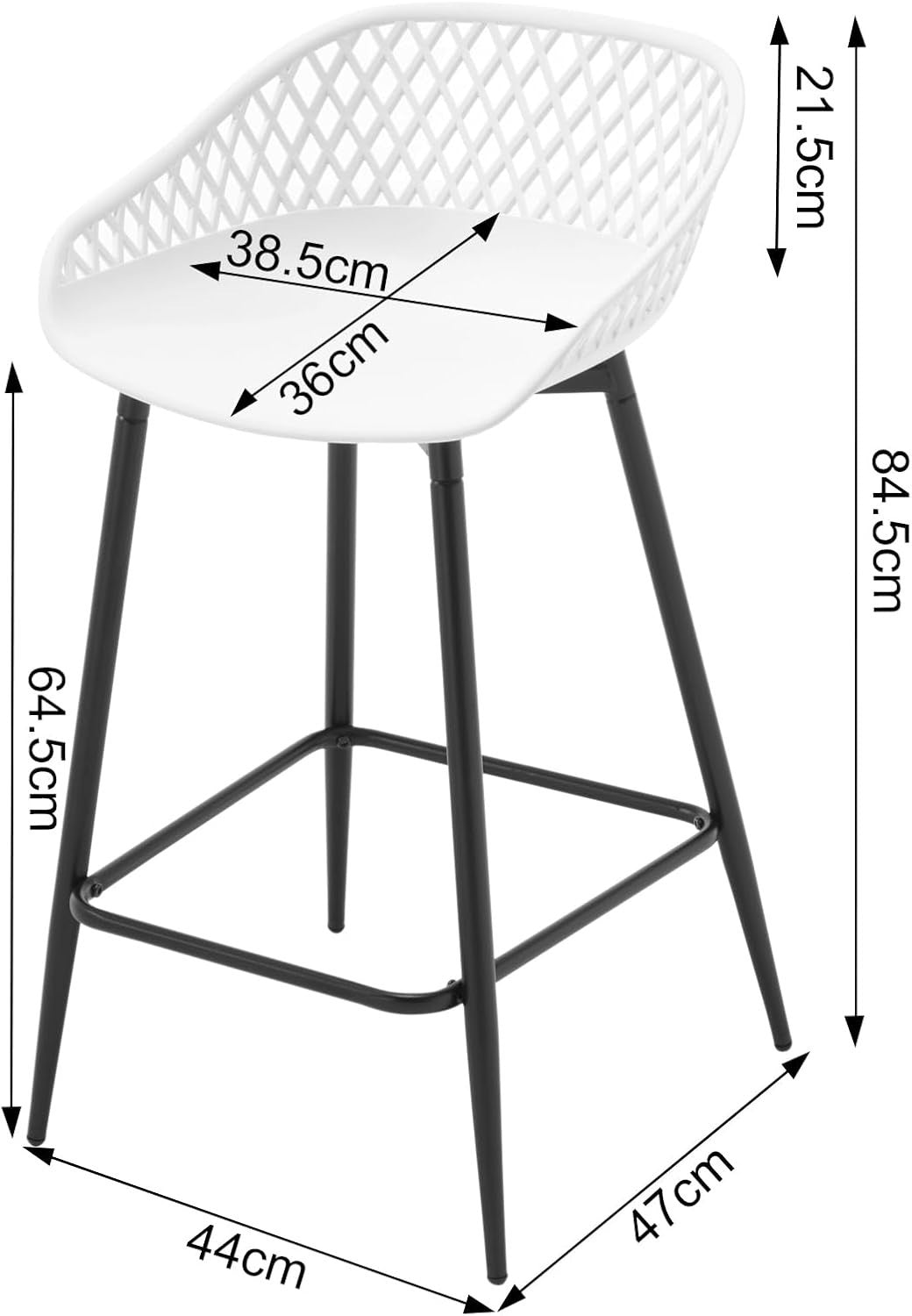 White Adjustable Swivel Bar Stools Set of 2 with Backrest Kitchen Counter
