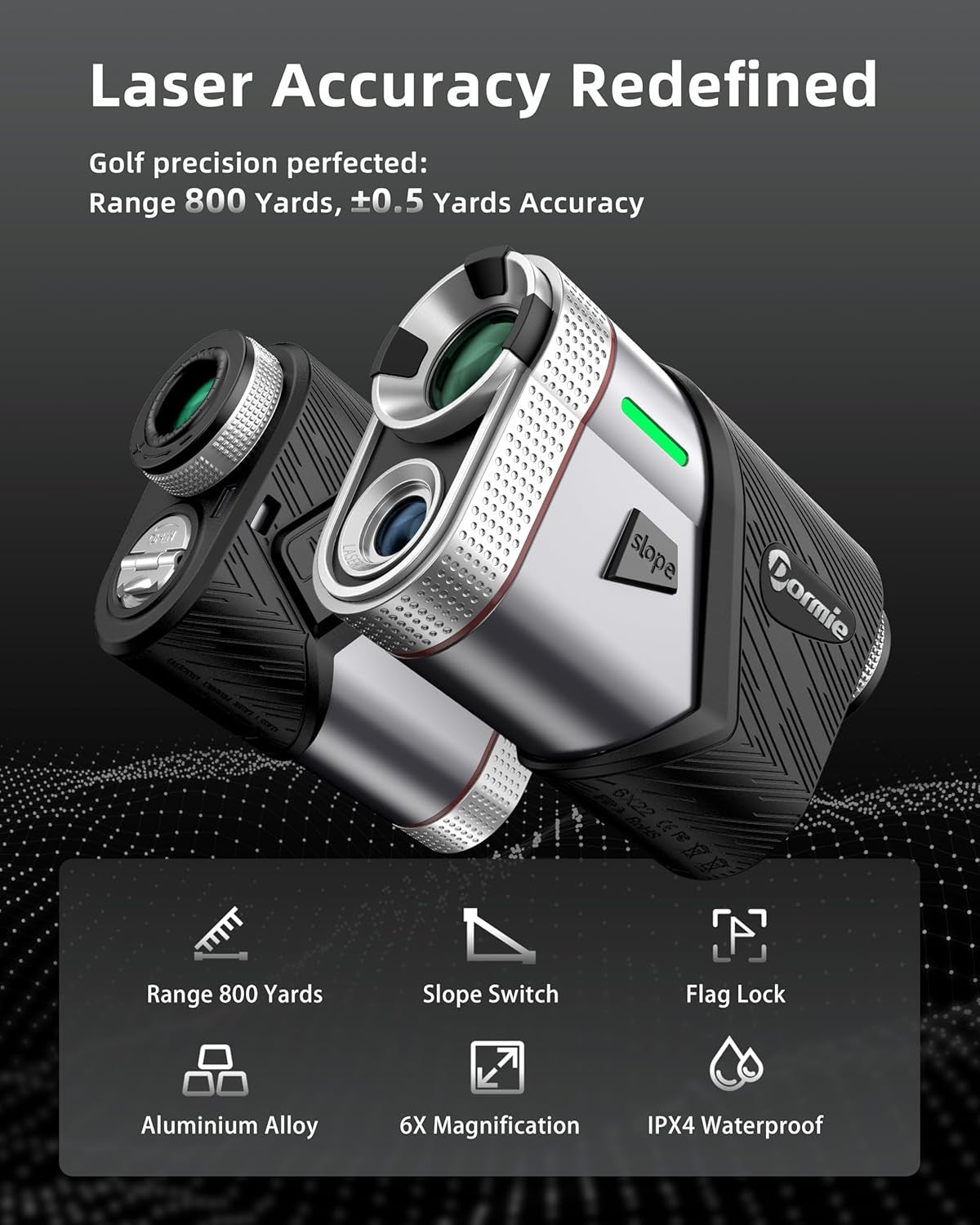 Golf Rangefinder 800 Yards Slope Flag Lock Magnetic Laser 6X Zoom