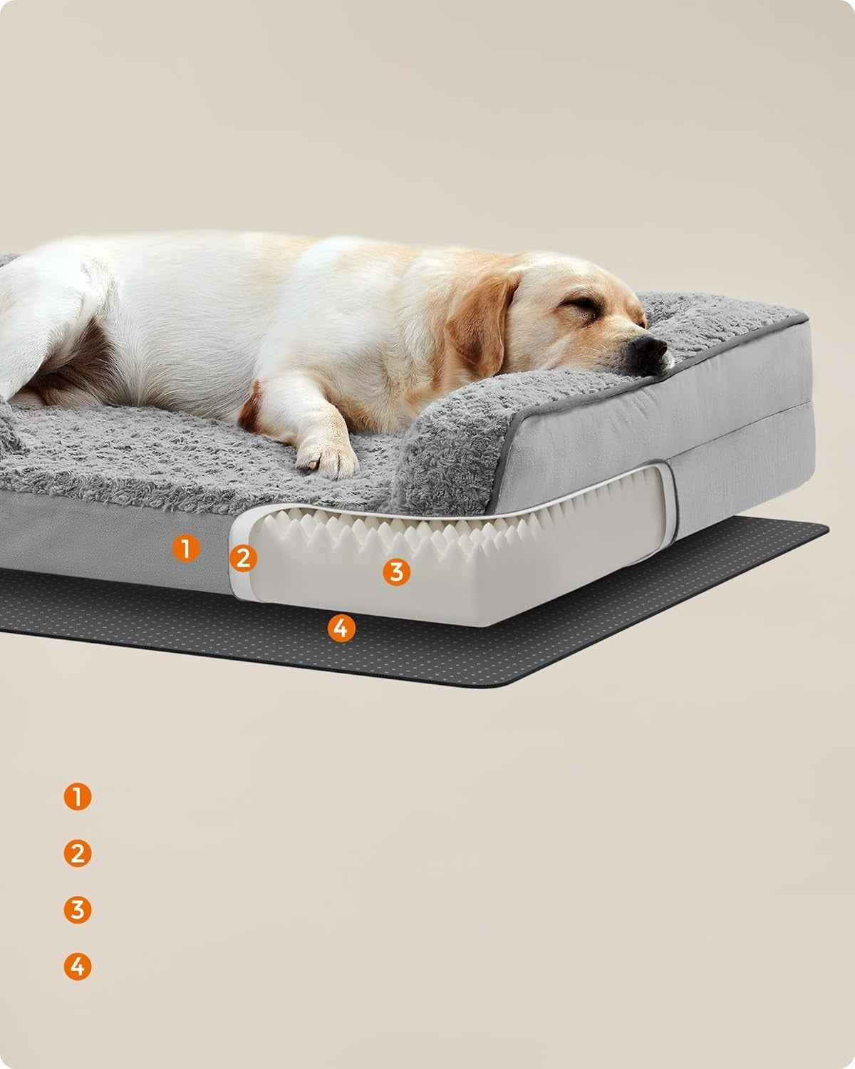 XXL Orthopedic Dog Sofa Bed 122x89cm Memory Foam Grey