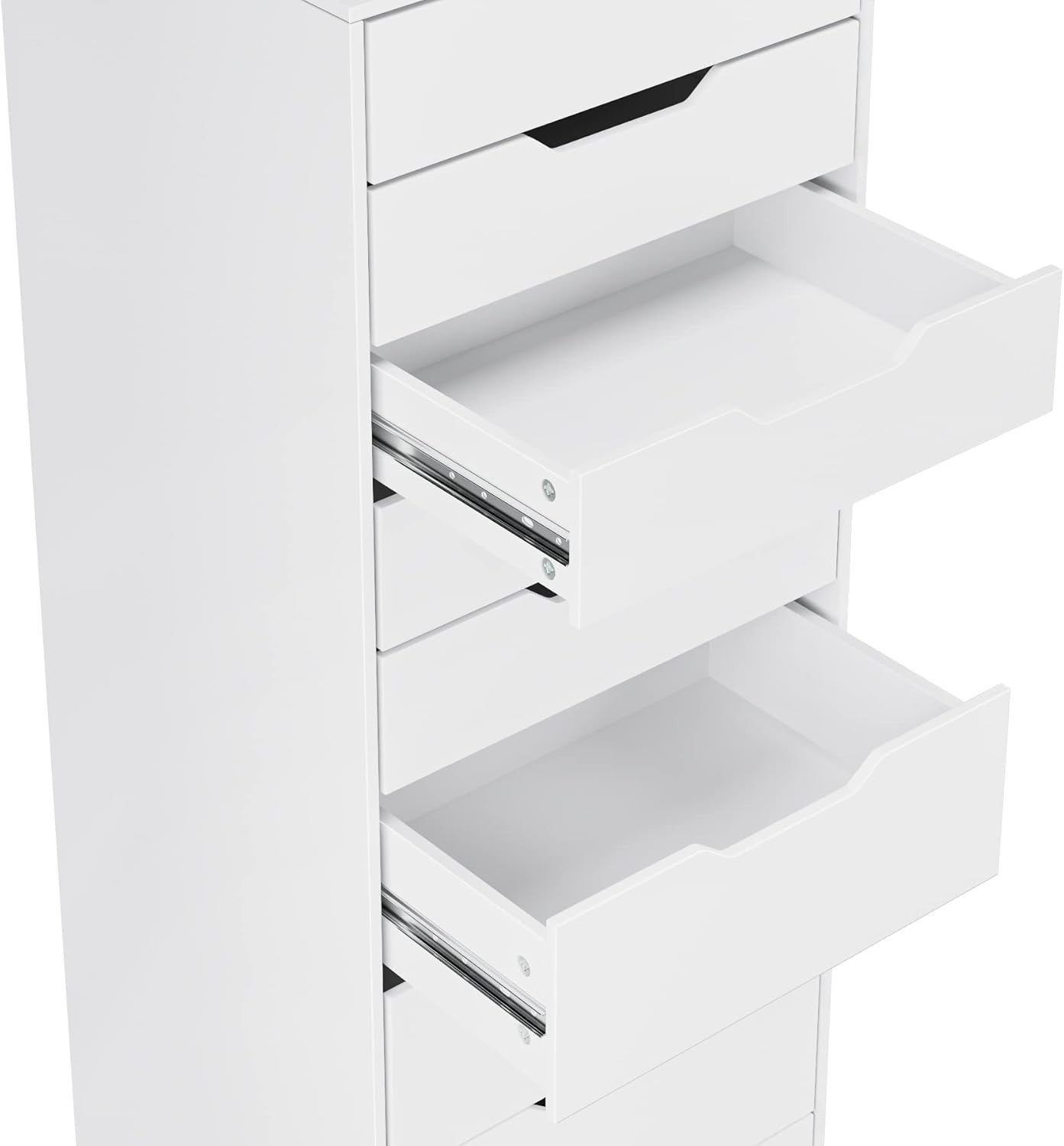 9 Drawer White Tall Storage Cabinet Chest Freestanding Dresser 124x45x40cm