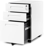 Mobile Metal File Cabinet 3 Drawer Lockable Under Desk A4 Legal