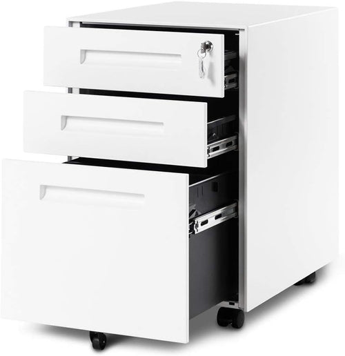 Mobile Metal File Cabinet 3 Drawer Lockable Under Desk A4 Legal