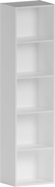 5 Tier White Wooden Cube Bookcase Small Storage Shelf for Living Room Office