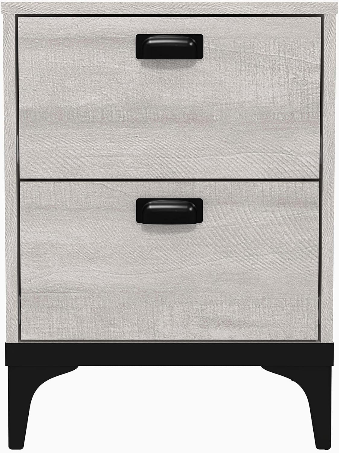 2 Drawer Bedside Table Dusty Grey Oak Storage Cabinet for Bedroom Hallway