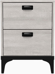 2 Drawer Bedside Table Dusty Grey Oak Storage Cabinet for Bedroom Hallway
