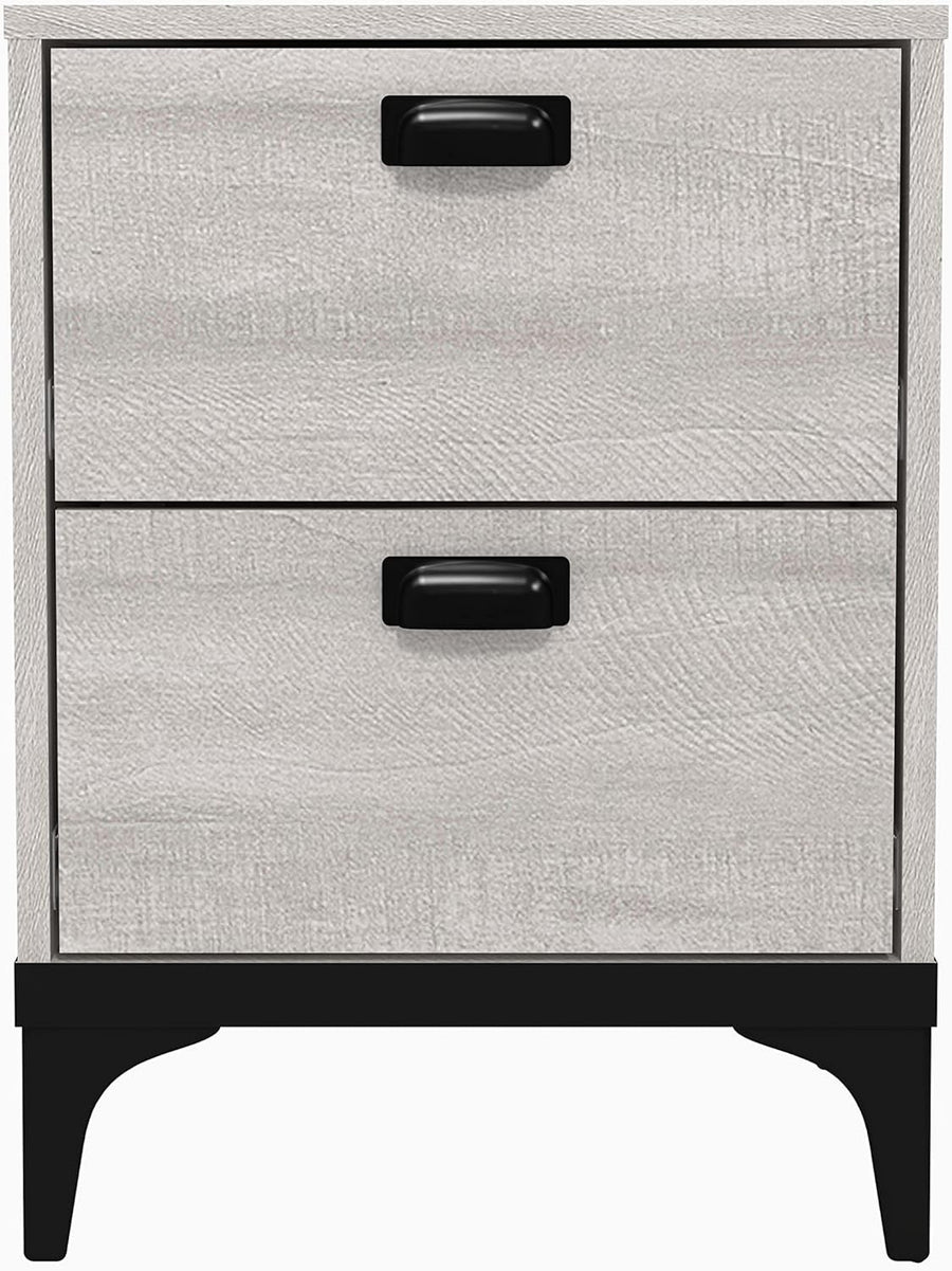2 Drawer Bedside Table Dusty Grey Oak Storage Cabinet for Bedroom Hallway
