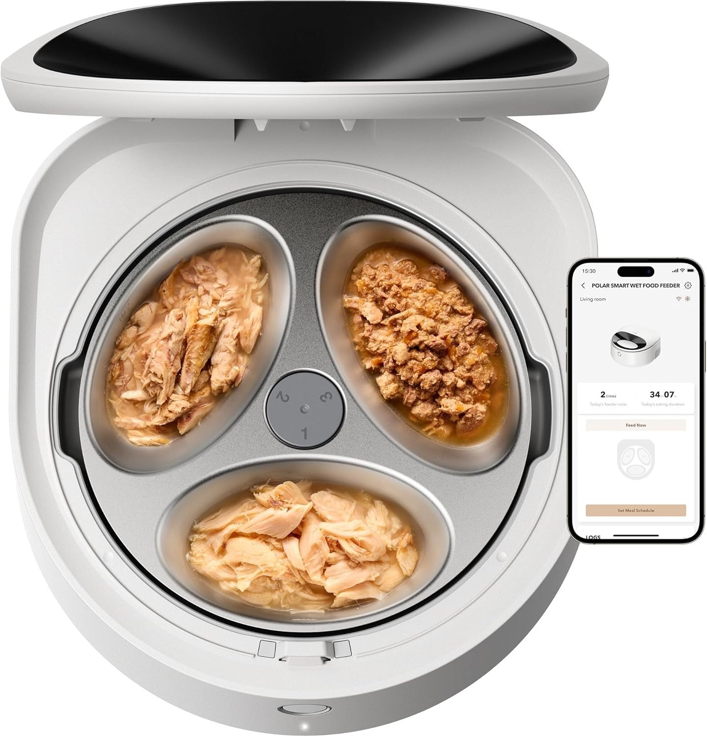 Refrigerated Wet Cat Feeder WiFi App Control 3 Meal Food Dispenser