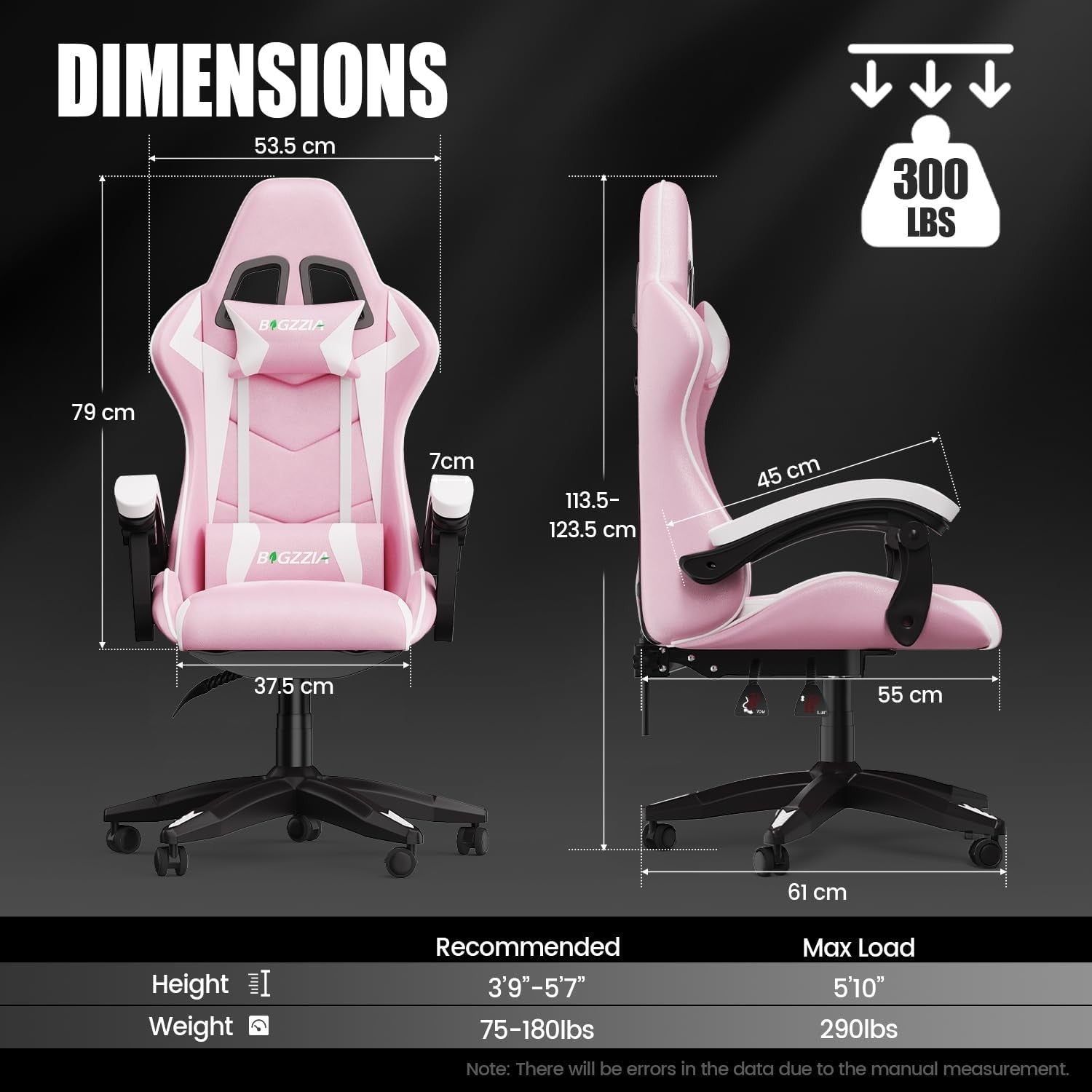 Ergonomic Gaming Chair Adjustable Height with Lumbar Headrest