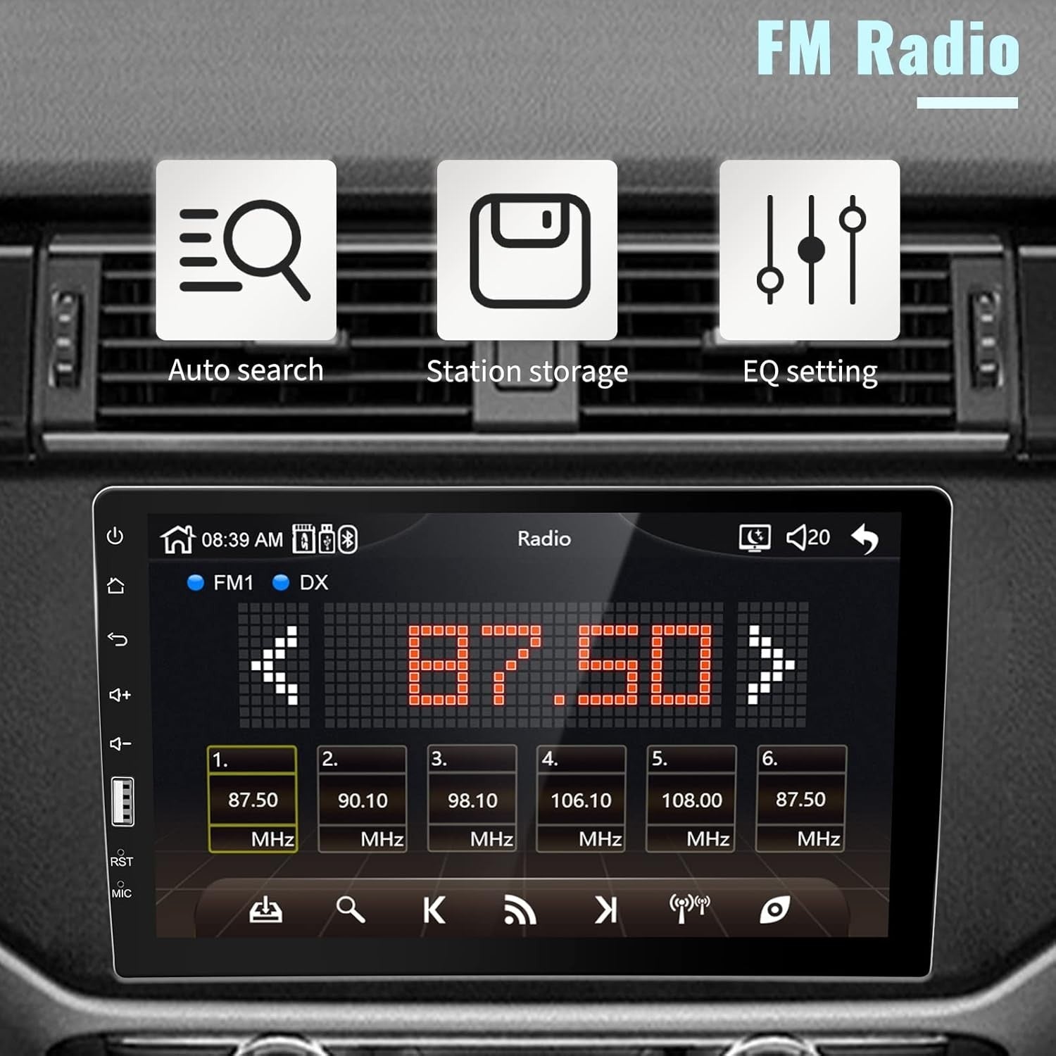 9" Single Din Car Stereo Wired CarPlay Android Auto Bluetooth FM AM