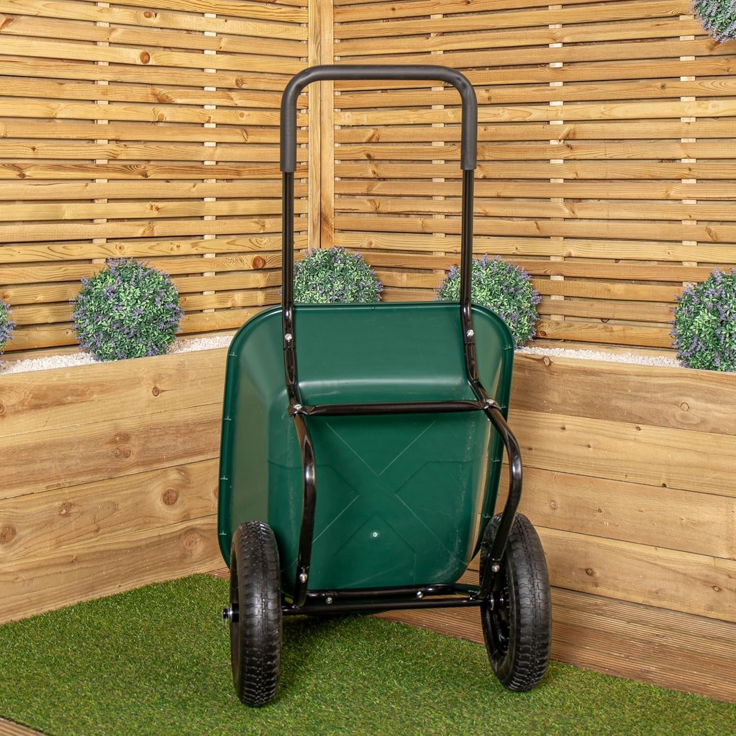 85L 2-Wheel Wheelbarrow Green – Plastic Tub w/ Pneumatic Tyres Heavy Duty 150kg