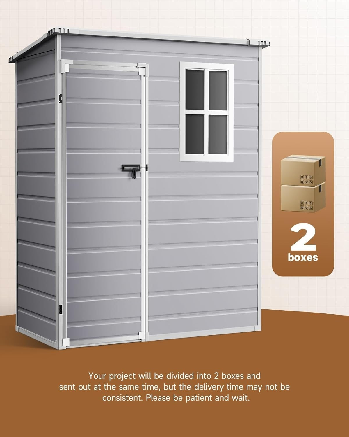 4.6x2.6FT Plastic Garden Shed Lockable Outdoor Storage with Floor & Window