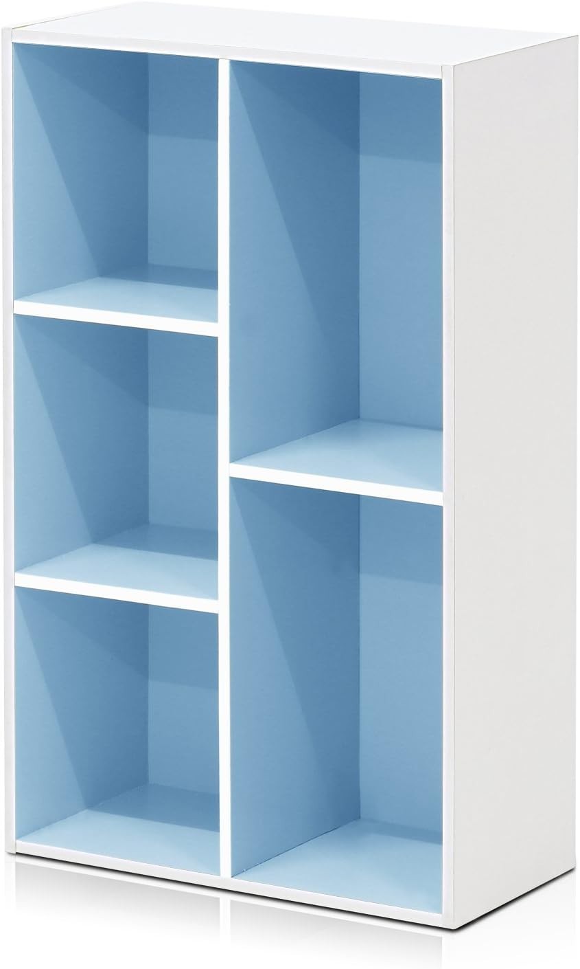 5 Cube Bookcase Storage Open Shelf Compact Organizer Bookshelf Display Blue