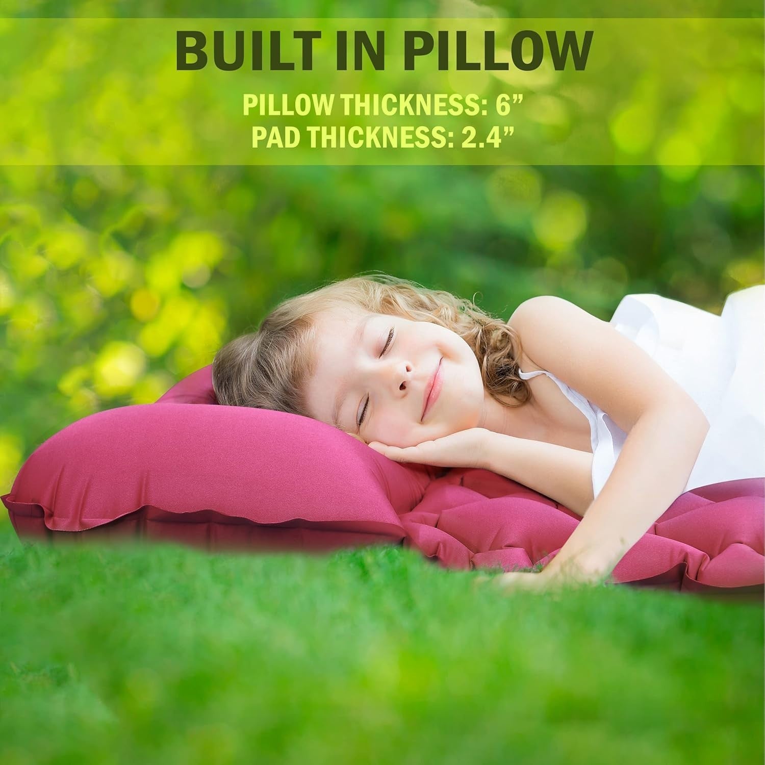 Kids Inflatable Sleeping Mat with Pillow – Portable Camping Travel Bed
