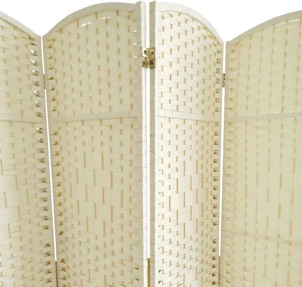 8 Panel Beige Wicker Folding Room Divider Handwoven Privacy Screen 180cm