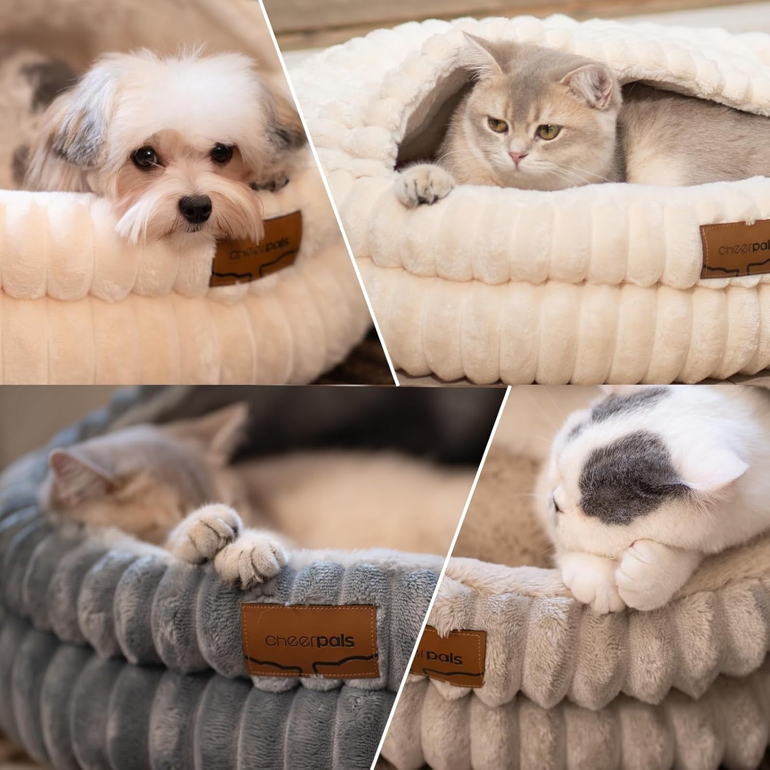 50cm Covered Cat Bed Washable Cozy Cave Soft Indoor Pet Nest Warm