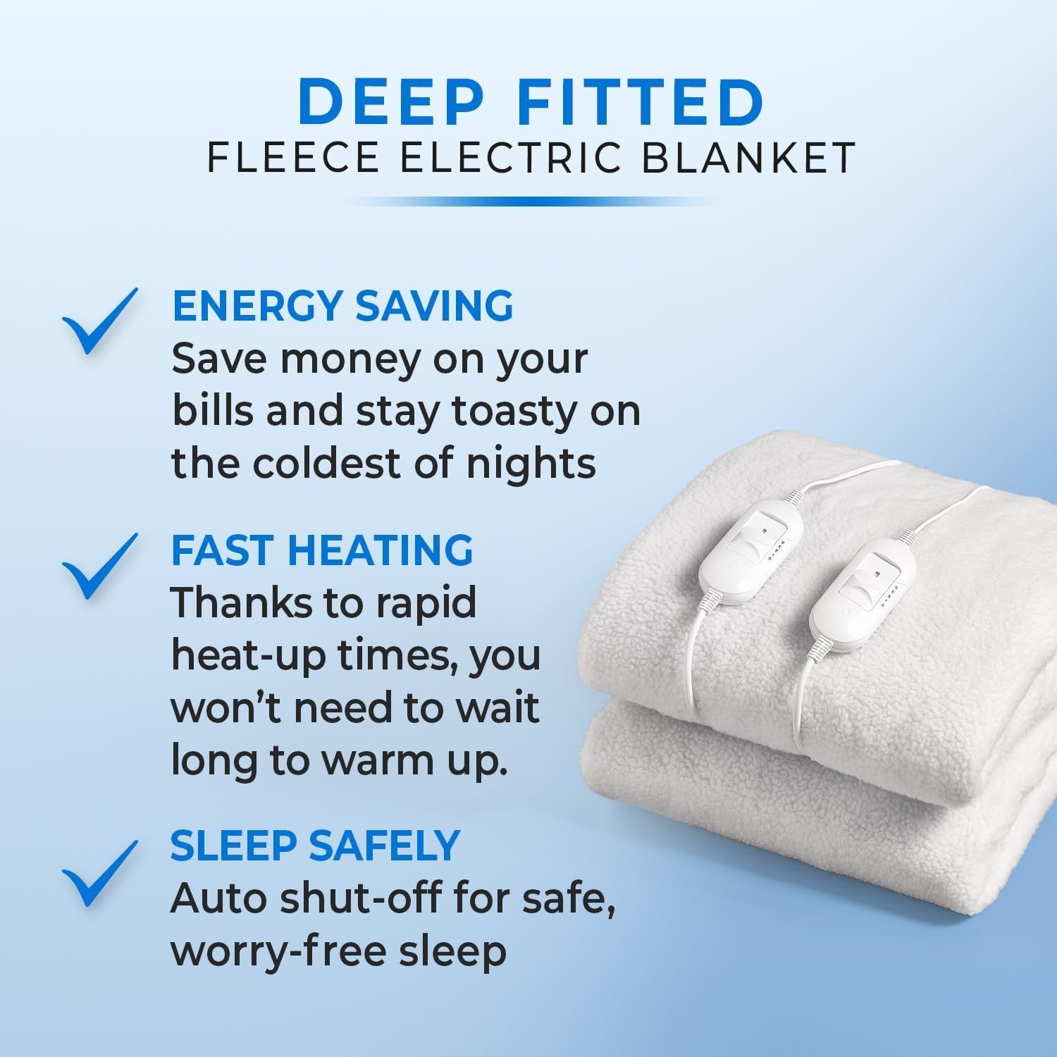 Single Electric Underblanket Deep Fitted Heated Mattress Cover White