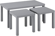 3 Nesting Coffee Tables Set Storage Side End Accent Modern Wood Grey