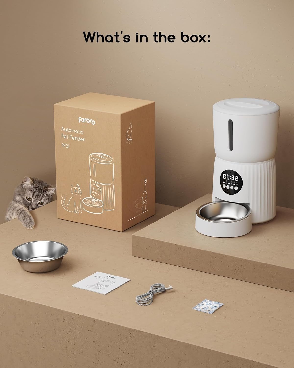 Automatic Cat Feeder 4L Timed Food Dispenser Portion Control Voice Record