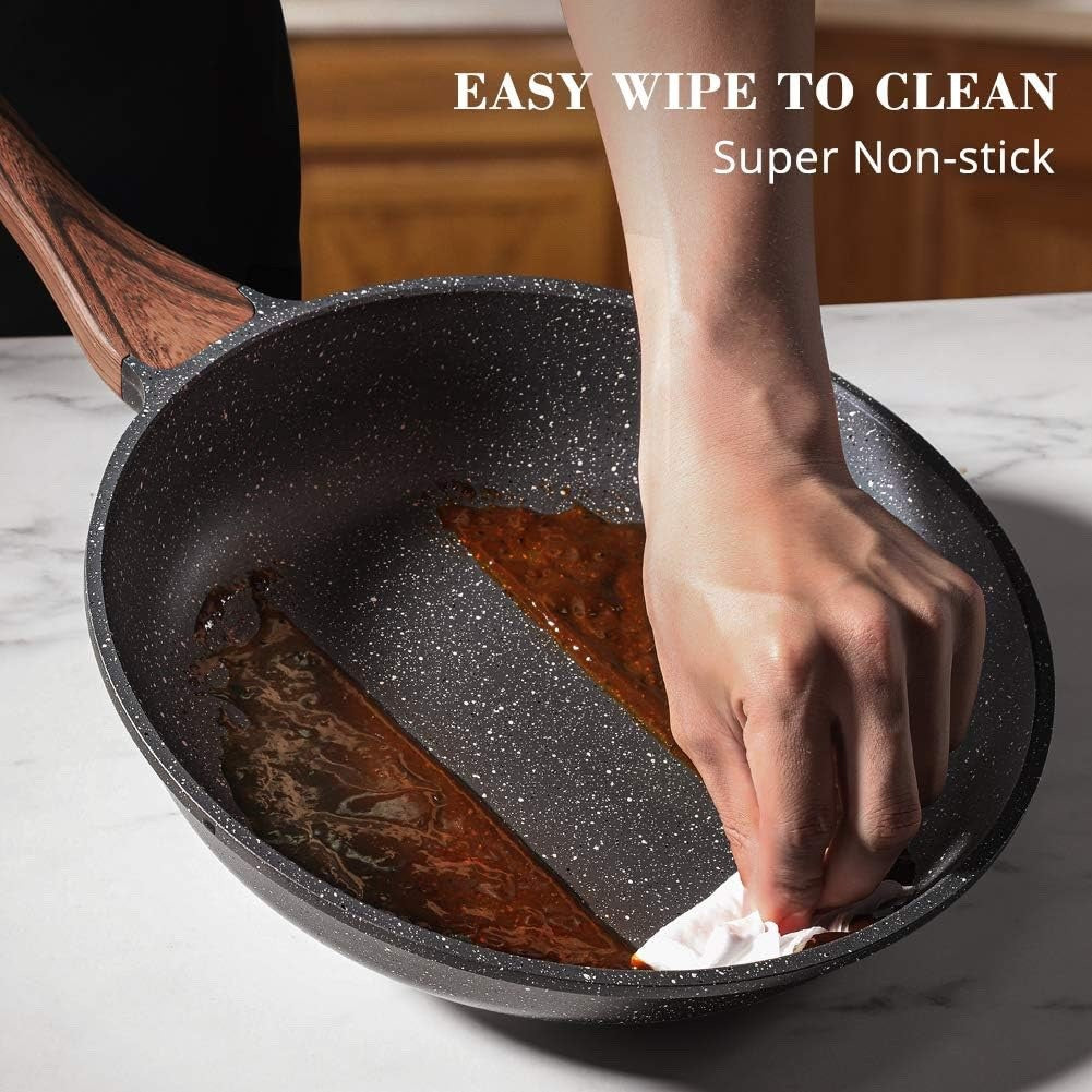 20cm Grey Non stick Frying Pan Granite Coating Skillet Cookware Induction Safe