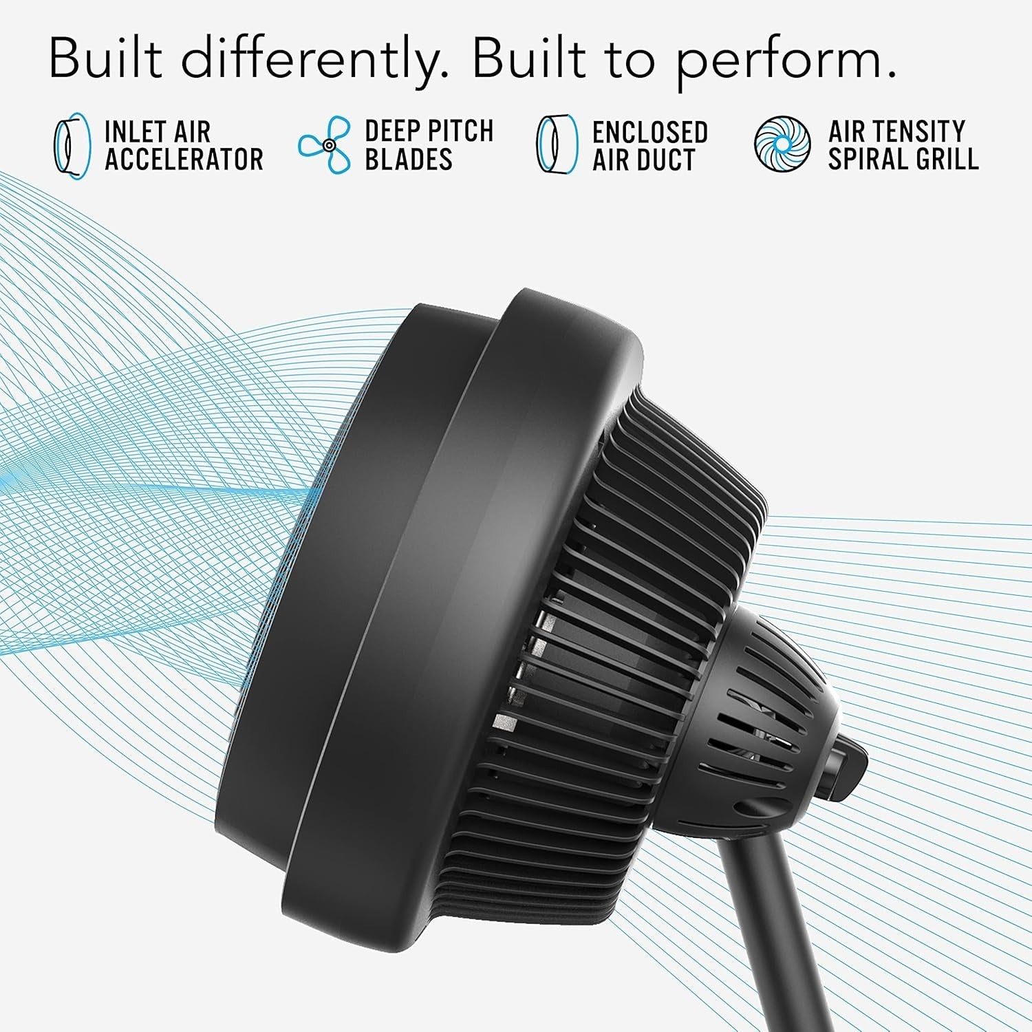 Black Floor Fan – 12" Adjustable Height Air Circulator w/ 3-Speed Powerful Flow