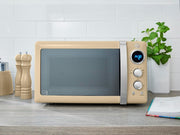 20L Retro Microwave 800W, 5 Power Levels, Defrost, Timer & Glass