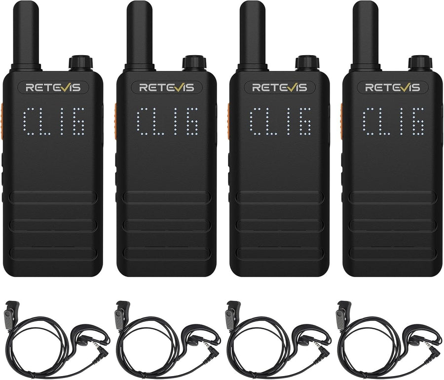 Slim Walkie Talkies 4 Pack Screen VOX USB-C PMR446 Business Radio