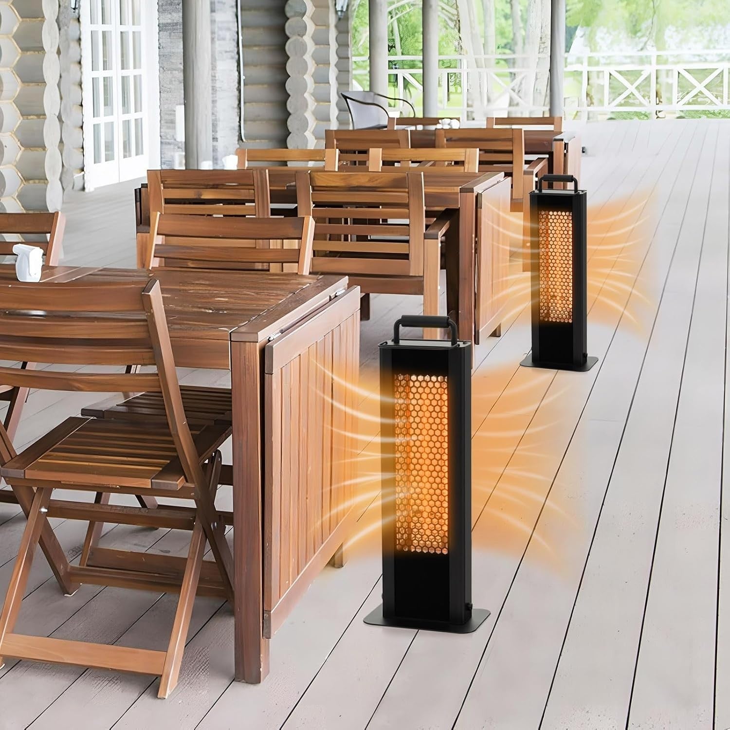 Outdoor Electric Patio Heater 1200W Double-Sided Infrared Waterproof Safe