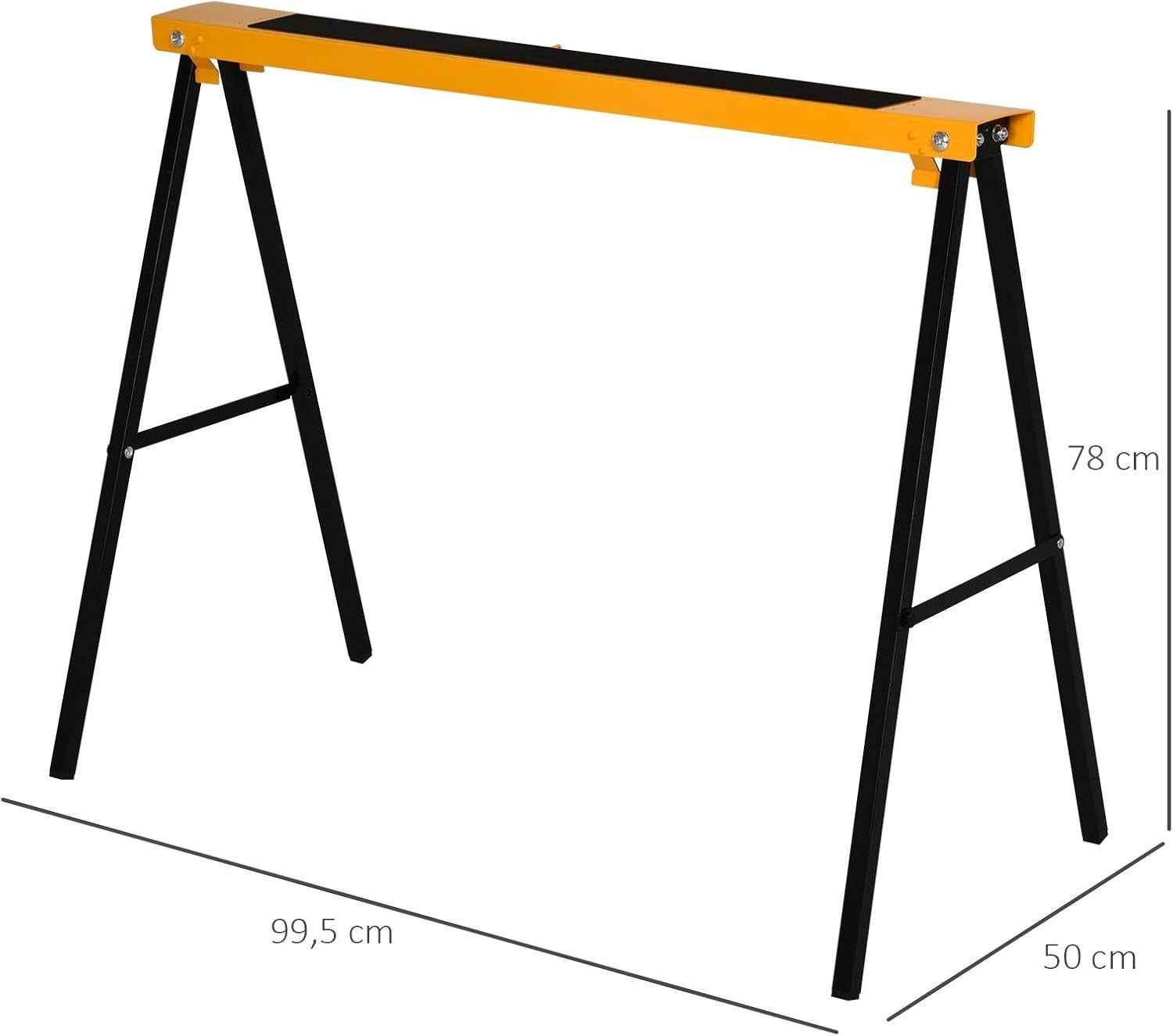 2x Folding Sawhorse Workbench Set Metal Trestles Non-Slip EVA Surface 125kg