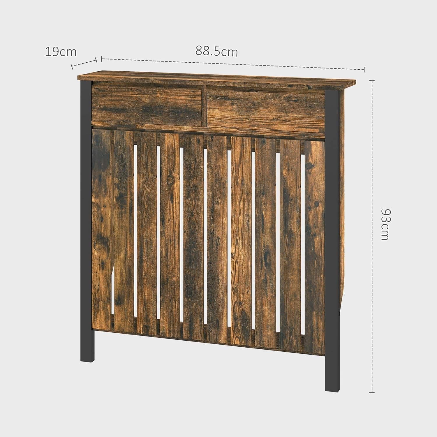 Rustic Brown Radiator Cover with Drawer Industrial Wood Cabinet