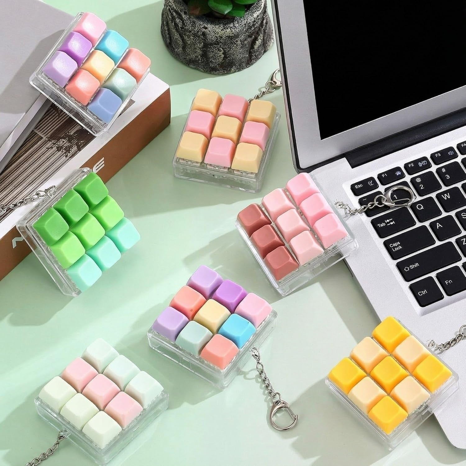 20 Pack Keyboard Fidget Clicker Keychain Stress Relief 9 Key Toys