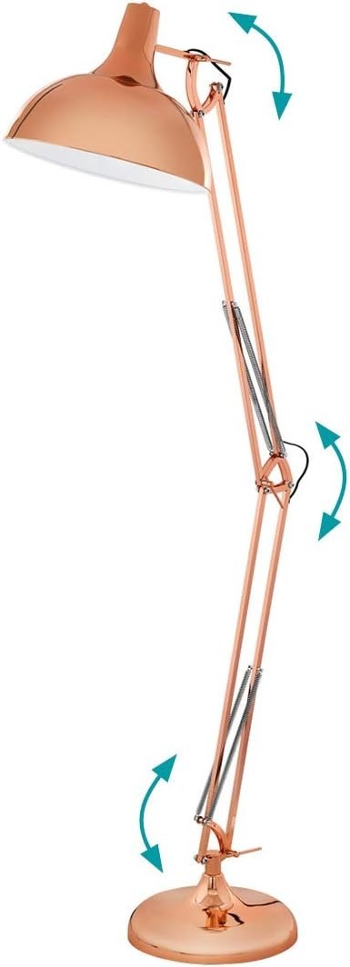 Adjustable Copper Industrial Floor Lamp with Foot Switch, 190cm