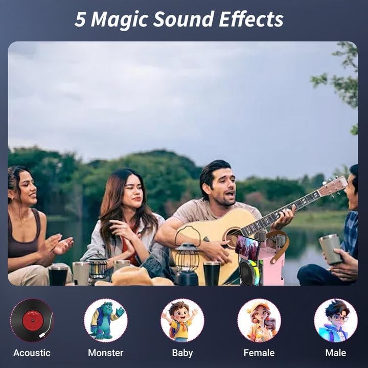 Portable Karaoke Machine 2 Wireless Mics LED