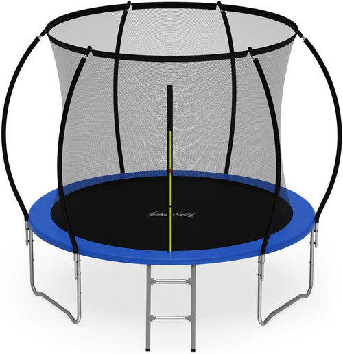 8FT Kids Outdoor Trampoline w Safety Enclosure Ladder Waterproof