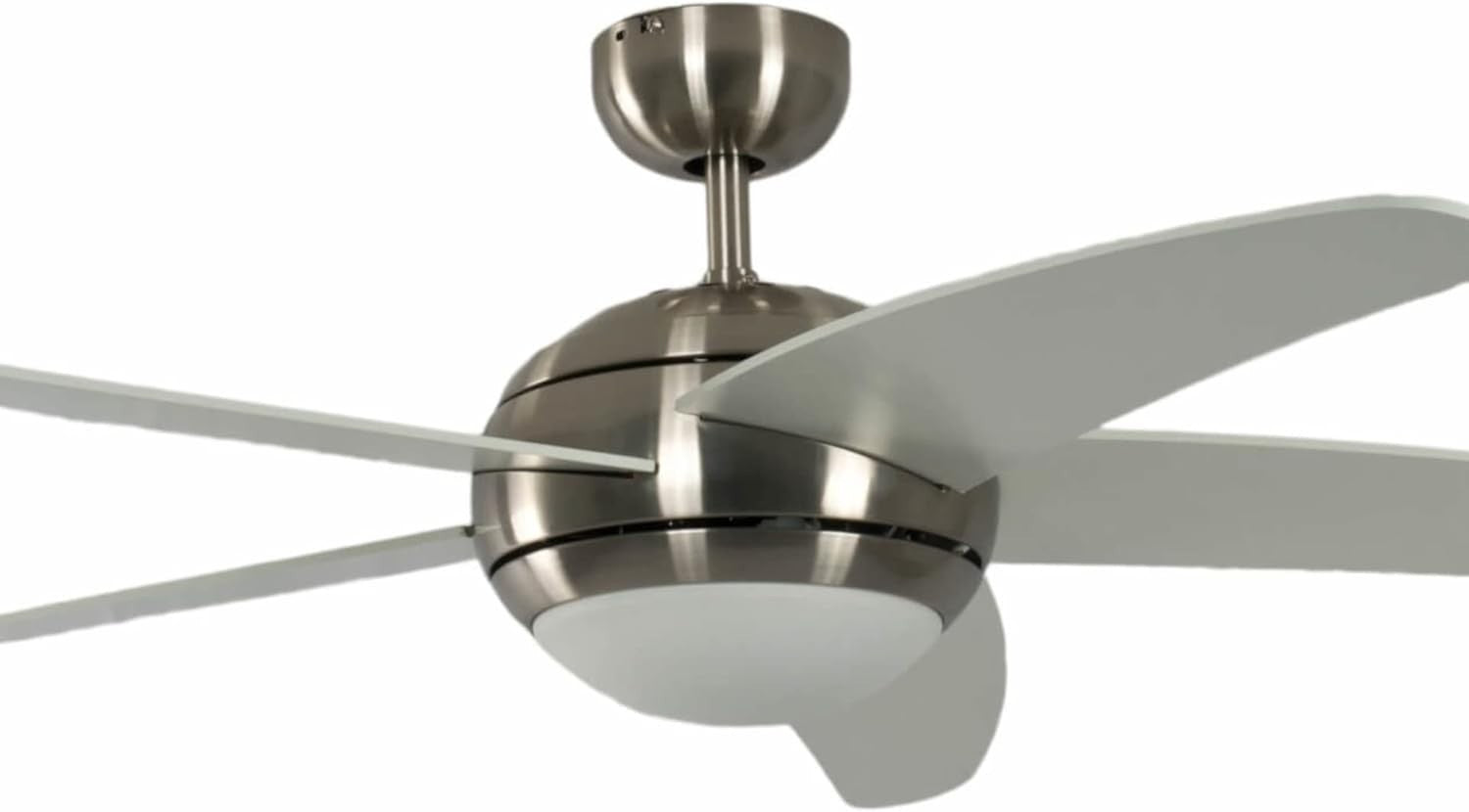 Pepeo Melton 52" Ceiling Fan with Light & Remote, Nickel, White Blades