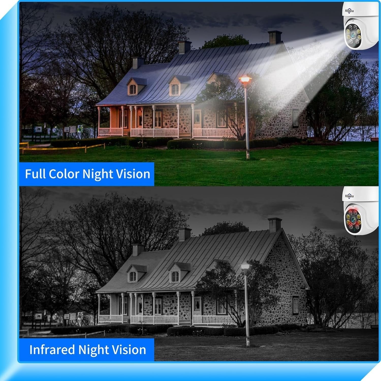 2K PTZ Security Camera Outdoor 360° Auto Tracking Color Night Vision