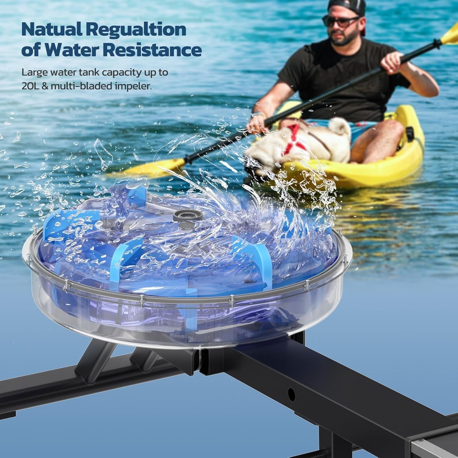 Water Rowing Machine 6-Level Adjustable Resistance LCD Bluetooth Home Rower