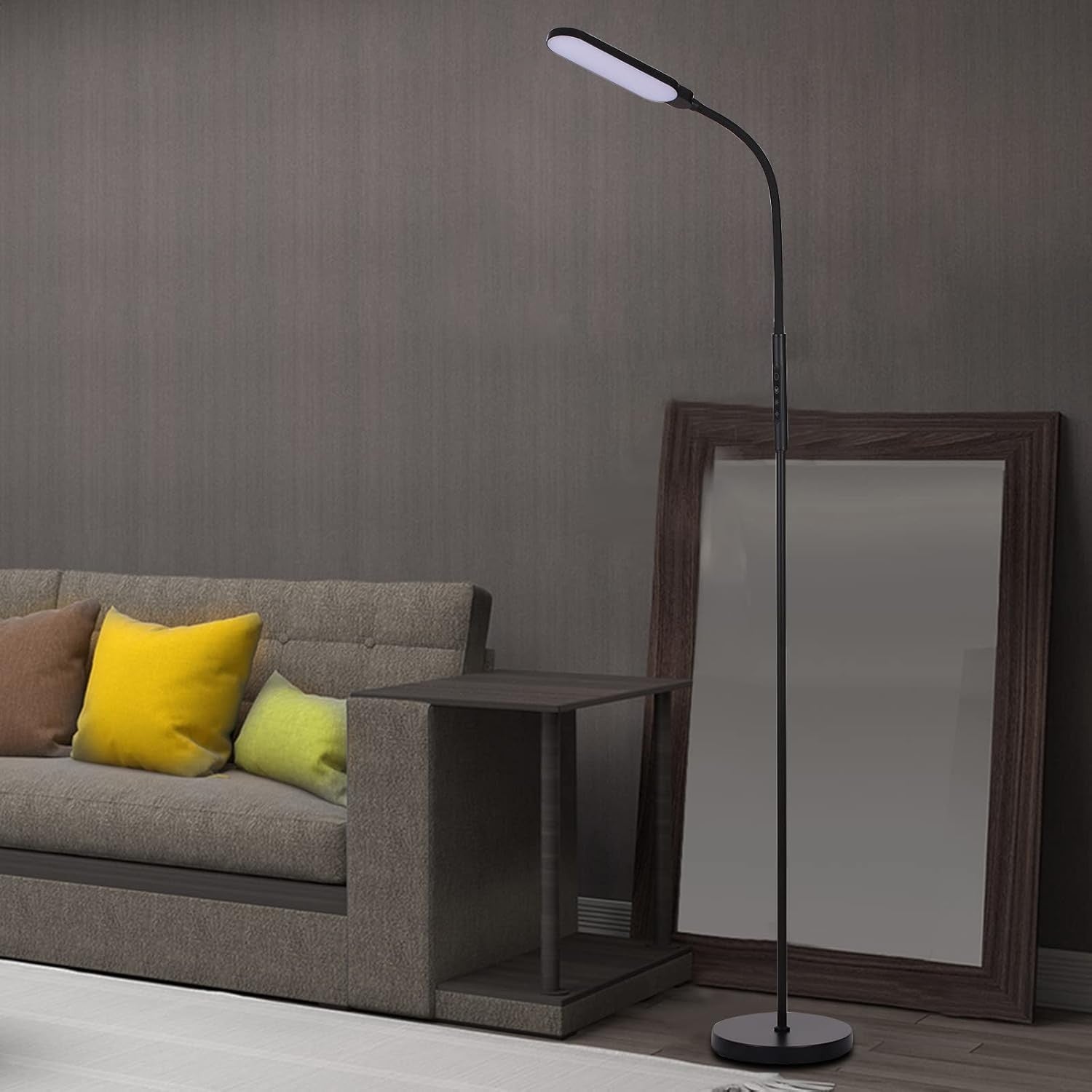 LED Floor Lamp Black Adjustable Reading Light 9 Brightness 5 Colour Modes