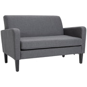 2-Seater Compact Sofa Grey Linen Upholstered Loveseat for Flats & Small Rooms