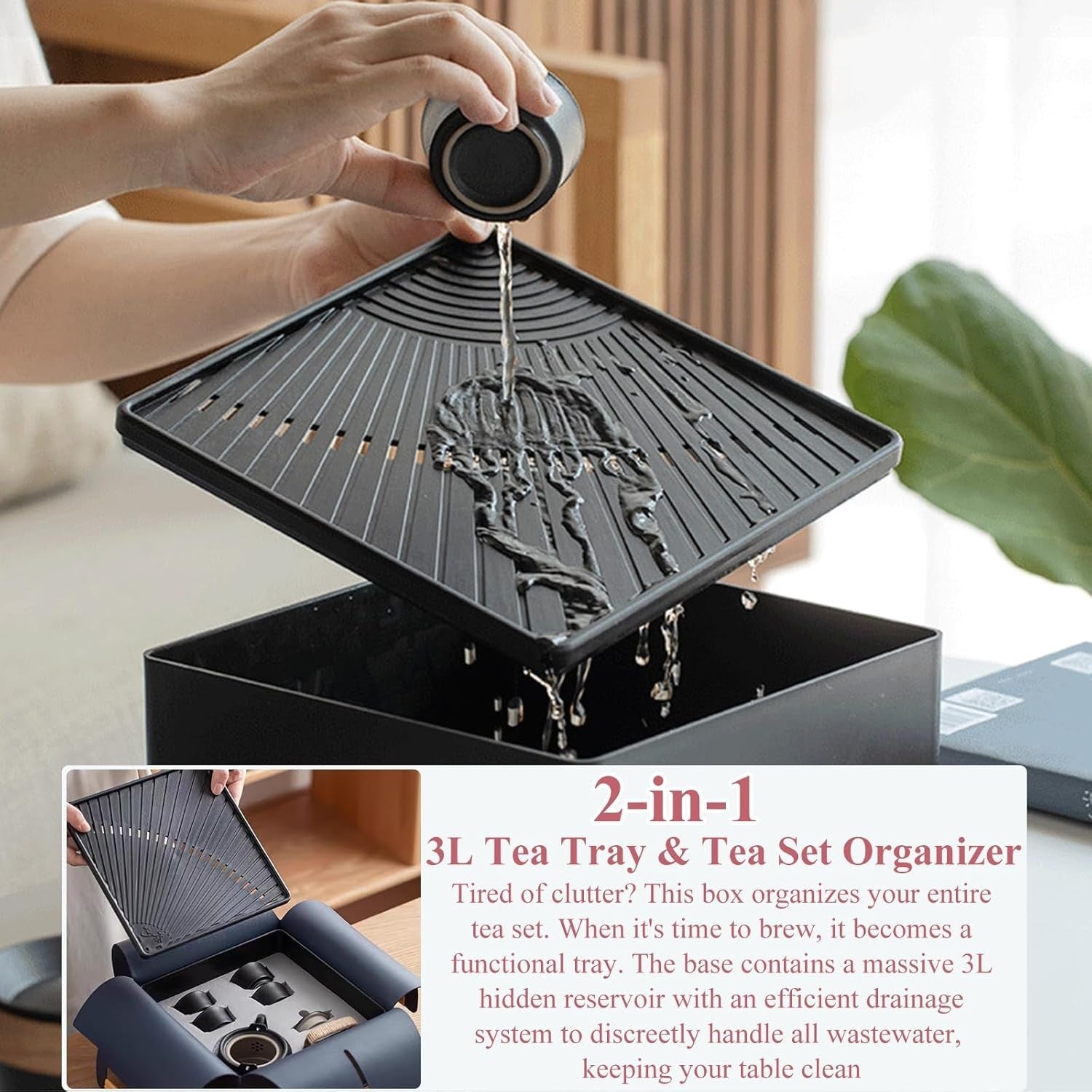 7Pc Gongfu Tea Set Ceramic Teapot 4 Cups Tea Tray Travel Bag Kit
